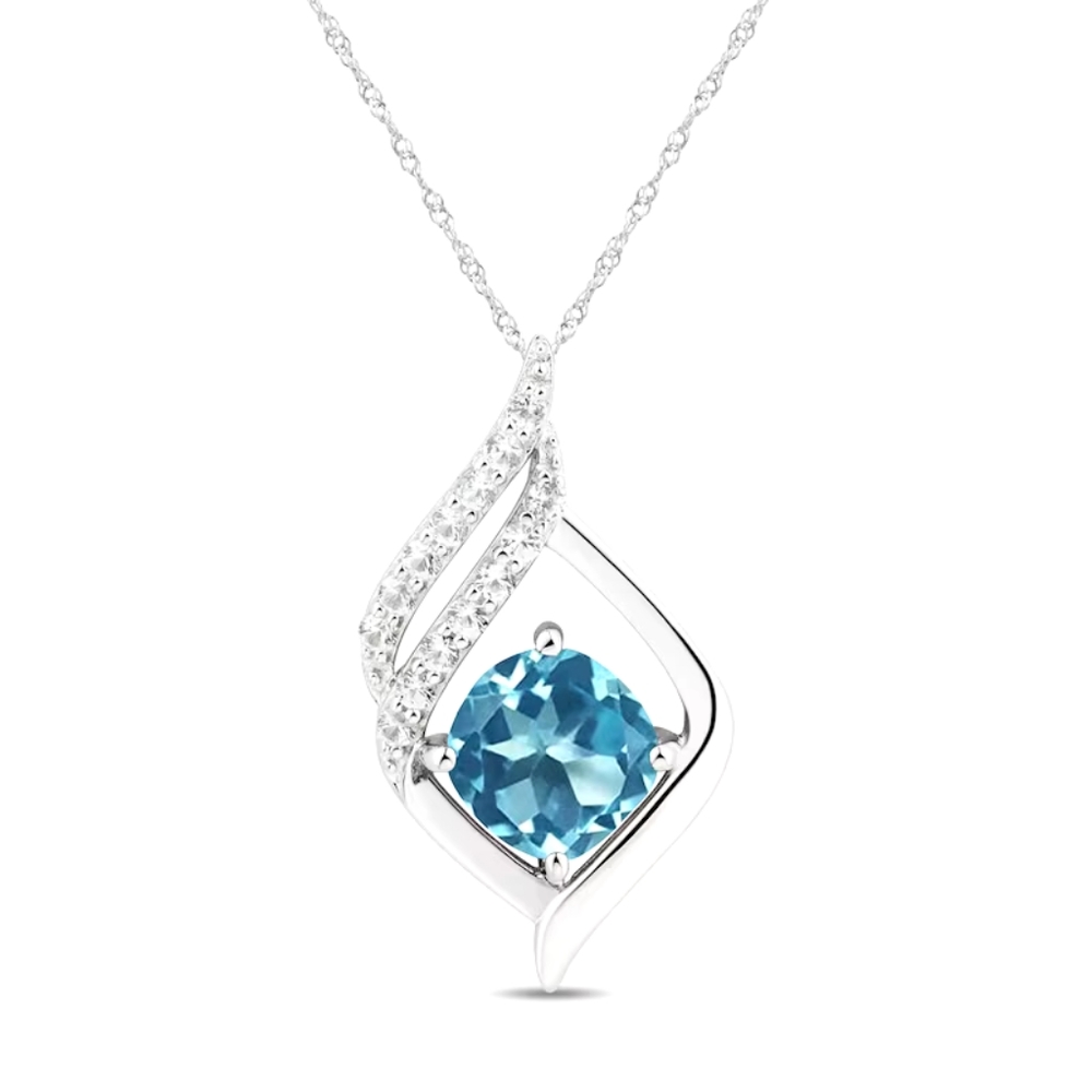 Kay Jewelers Blue & White Topaz Earrings & Necklace in Sterling Silver